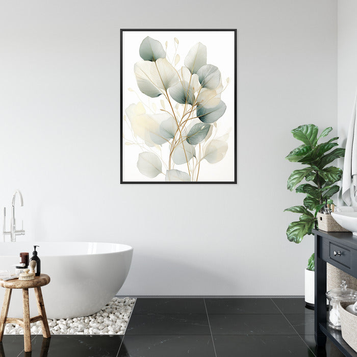 Poster Eukalyptus Olivgrüne Blätter Rahmen Holz Mit Passepartout Farbe Natürlich