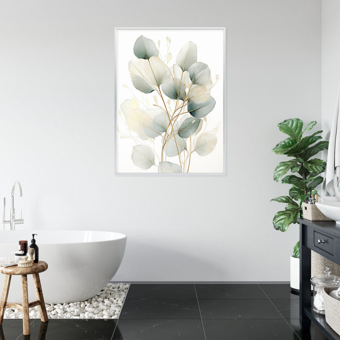 Poster Eukalyptus Olivgrüne Blätter Rahmen Holz Mit Passepartout Farbe Natürlich
