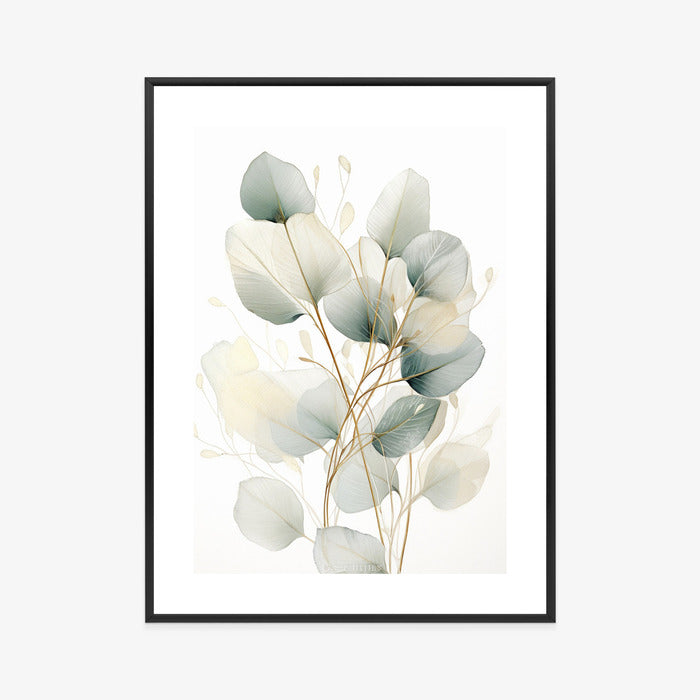 Poster Eukalyptus Olivgrüne Blätter Rahmen Holz Mit Passepartout Farbe Natürlich