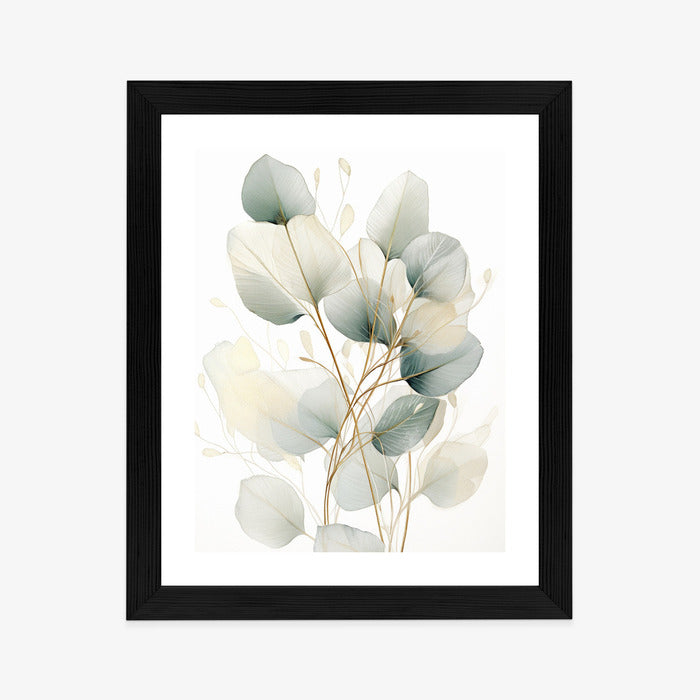 Poster Eukalyptus Olivgrüne Blätter Rahmen Holz Mit Passepartout Farbe Natürlich