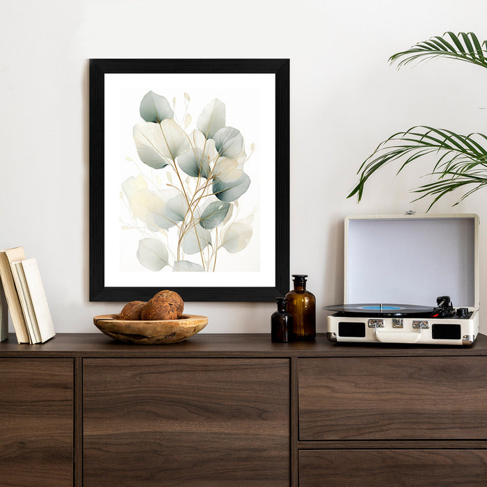 Poster Eukalyptus Olivgrüne Blätter Rahmen Holz Mit Passepartout Farbe Natürlich