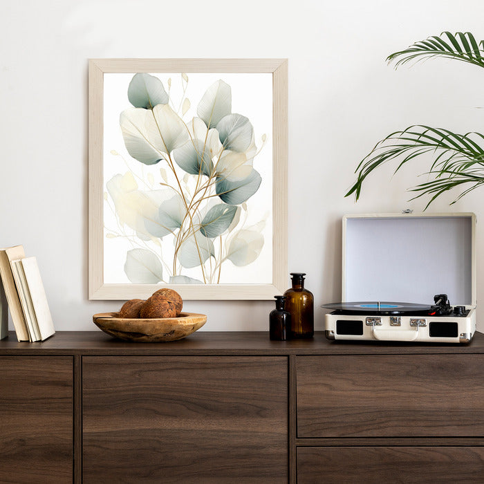 Poster Eukalyptus Olivgrüne Blätter Rahmen Holz Mit Passepartout Farbe Natürlich