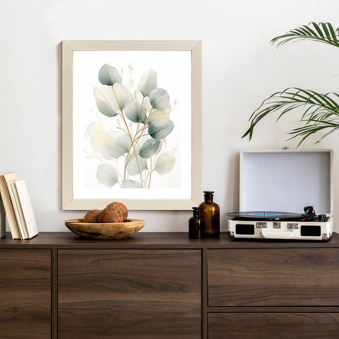 Poster Eukalyptus Olivgrüne Blätter Rahmen Holz Mit Passepartout Farbe Natürlich