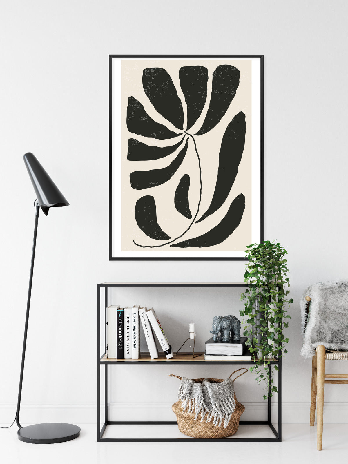 Poster Blume Mit Blättern Im Matisse-Stil