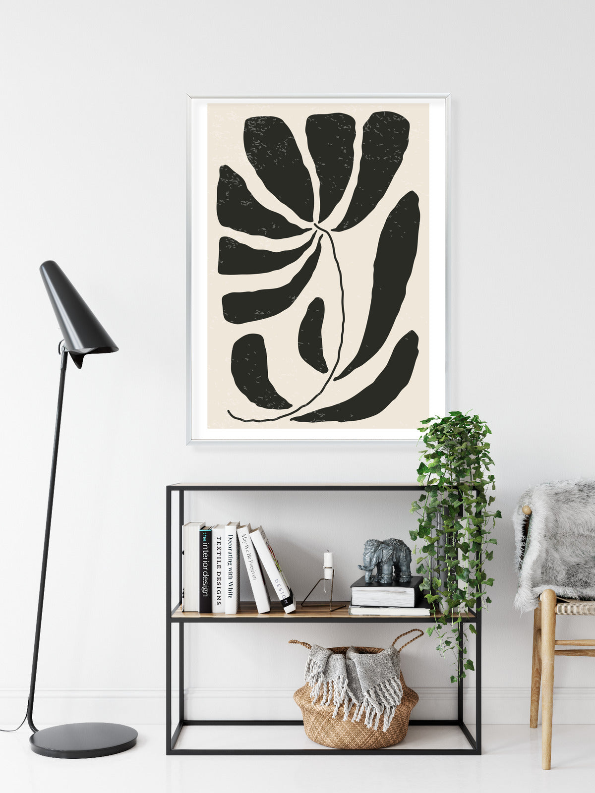 Poster Blume Mit Blättern Im Matisse-Stil
