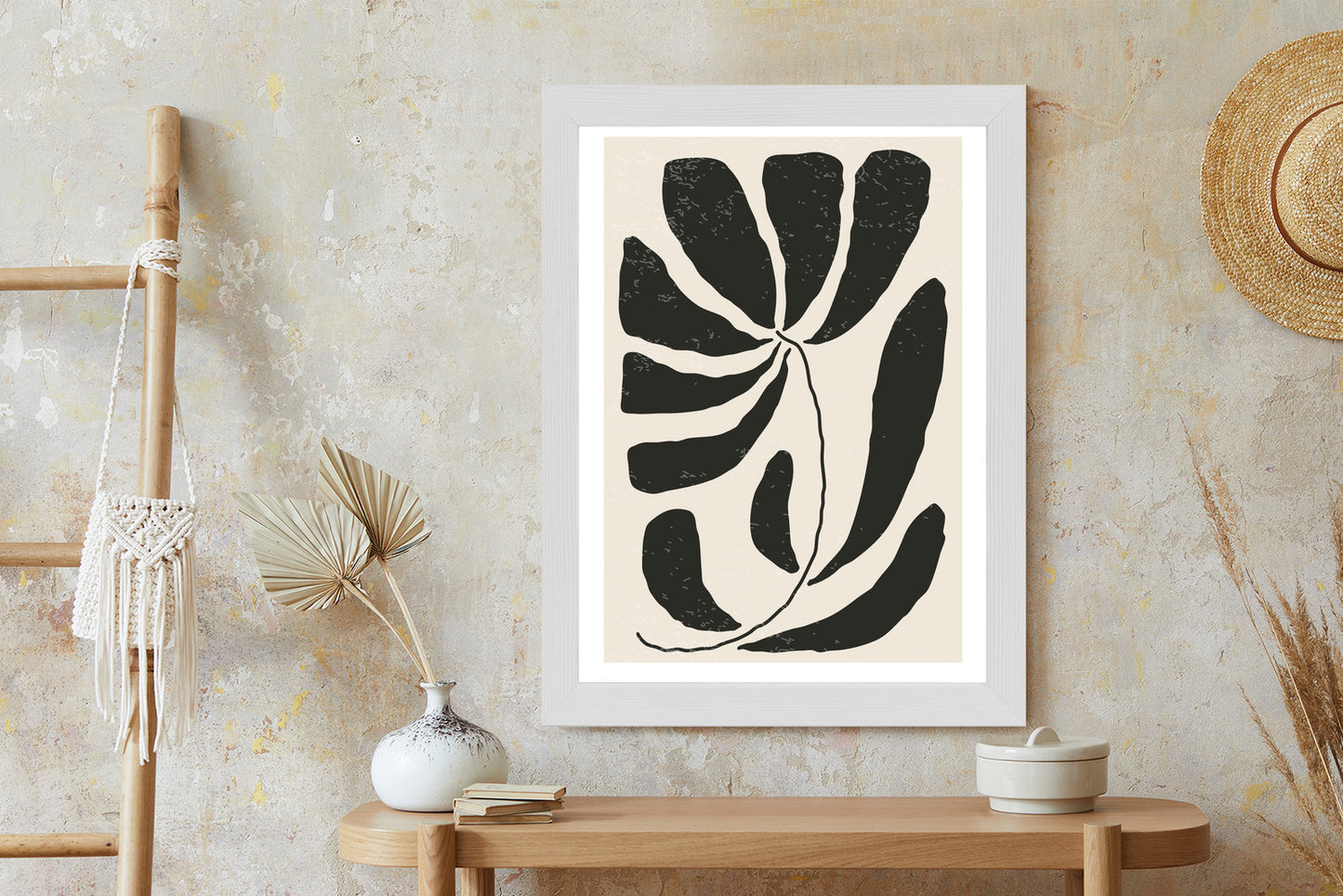 Poster Blume Mit Blättern Im Matisse-Stil