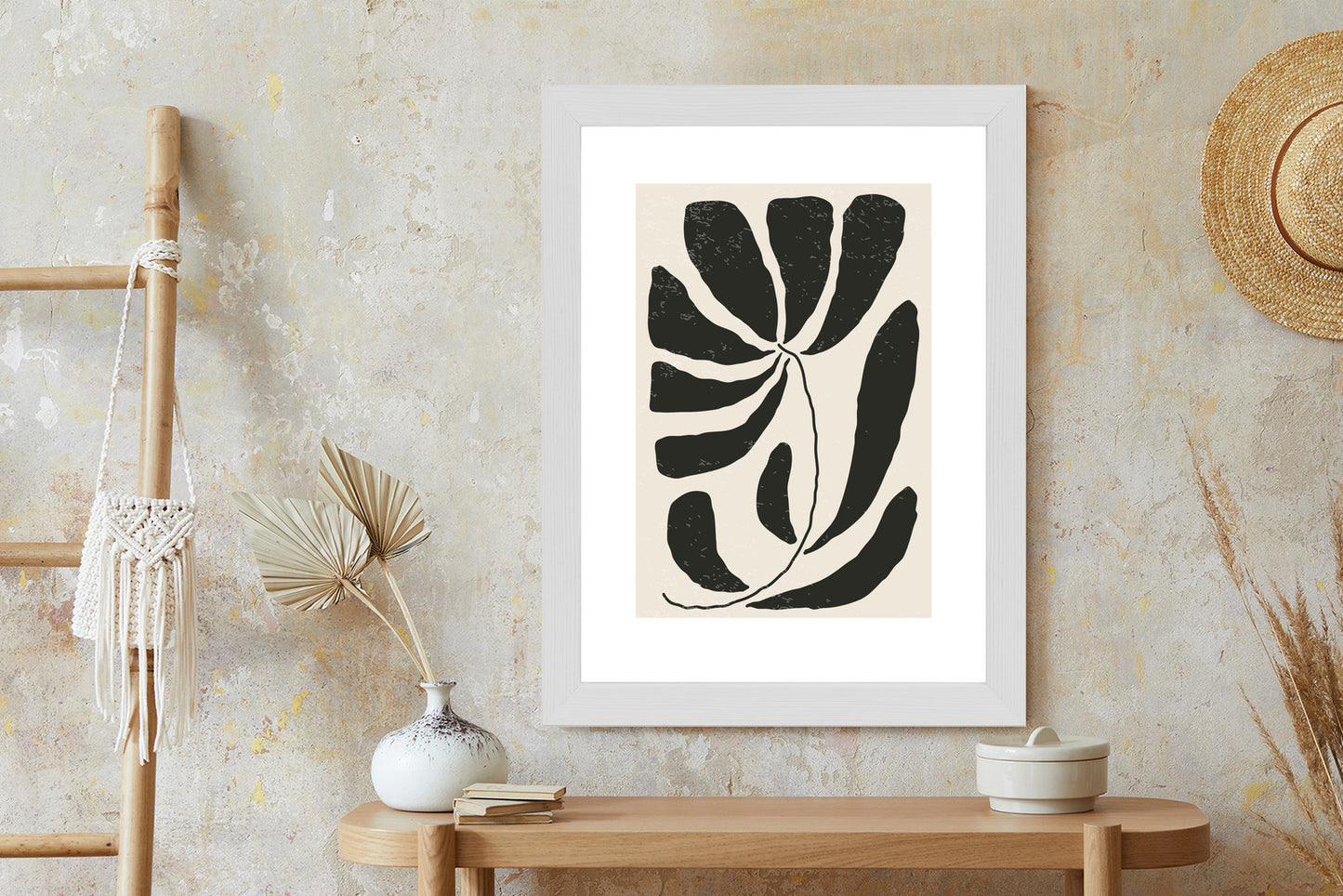 Poster Blume Mit Blättern Im Matisse-Stil
