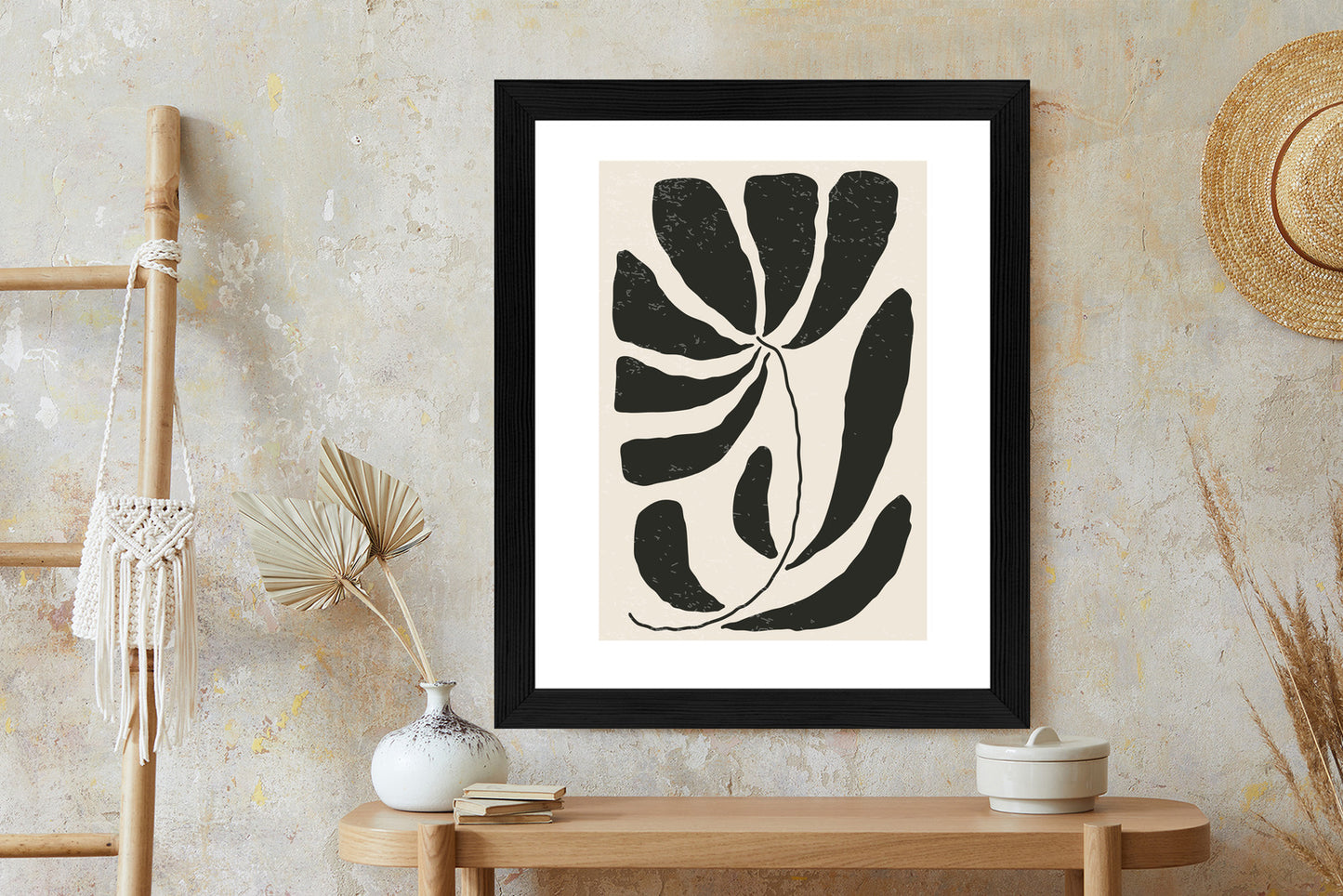 Poster Blume Mit Blättern Im Matisse-Stil