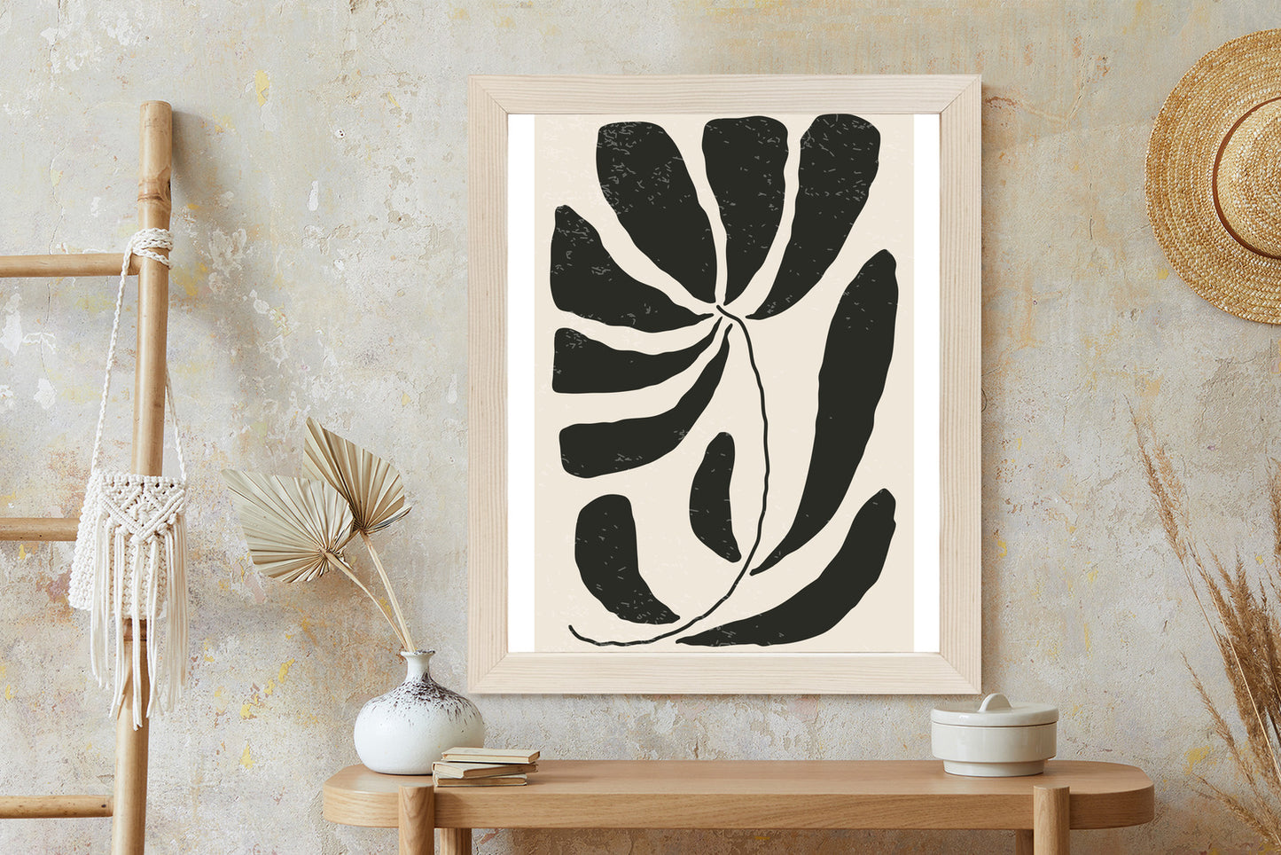 Poster Blume Mit Blättern Im Matisse-Stil