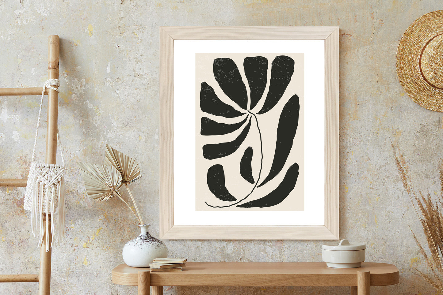 Poster Blume Mit Blättern Im Matisse-Stil