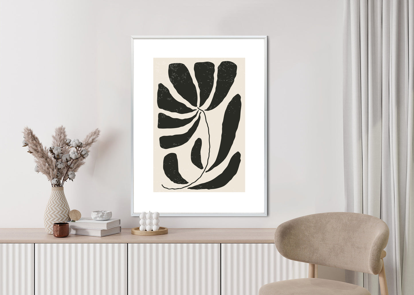 Poster Blume Mit Blättern Im Matisse-Stil