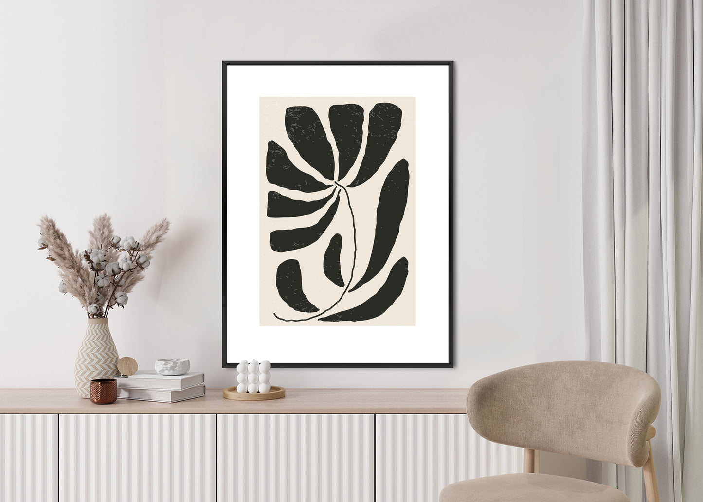 Poster Blume Mit Blättern Im Matisse-Stil