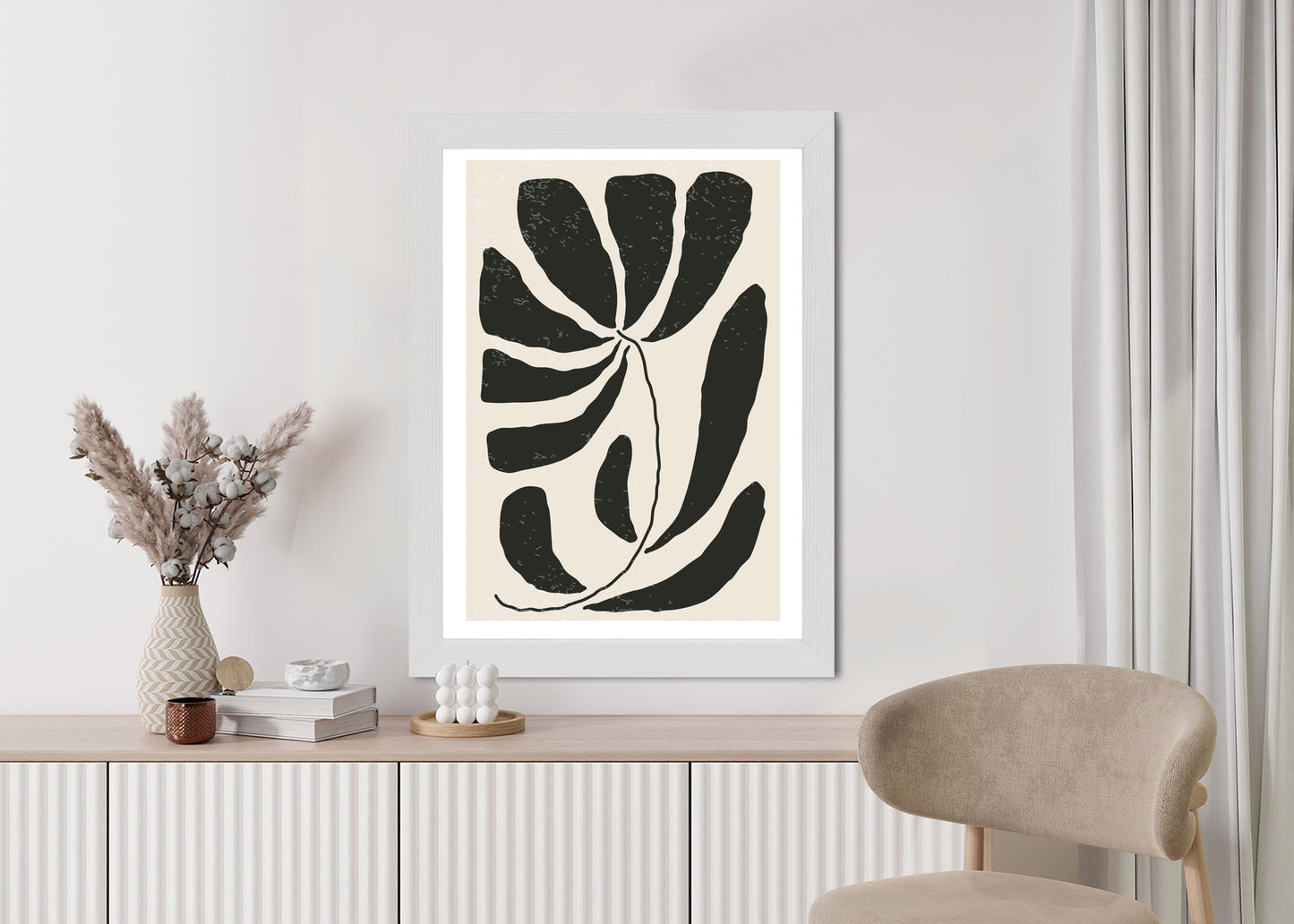 Poster Blume Mit Blättern Im Matisse-Stil