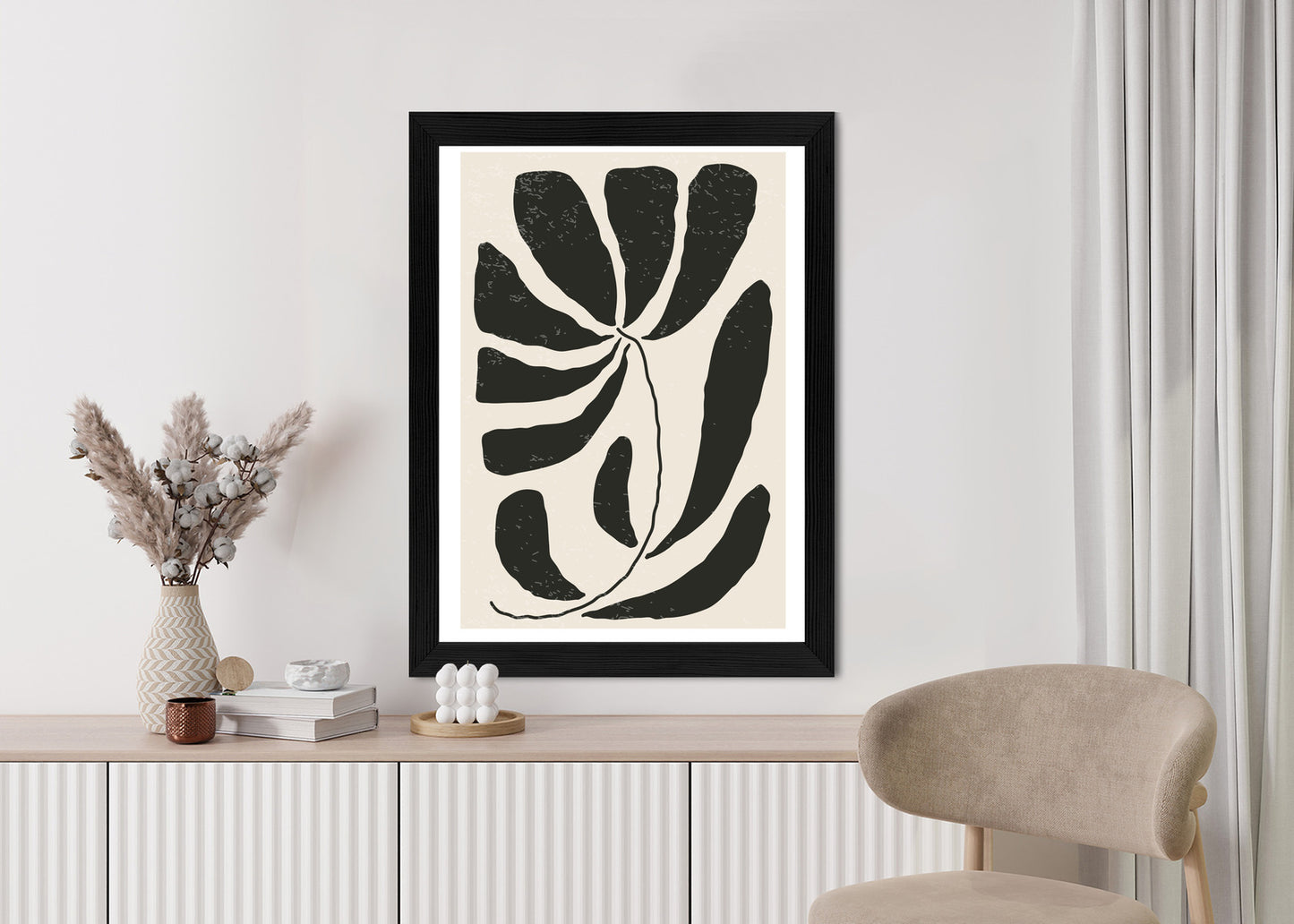 Poster Blume Mit Blättern Im Matisse-Stil
