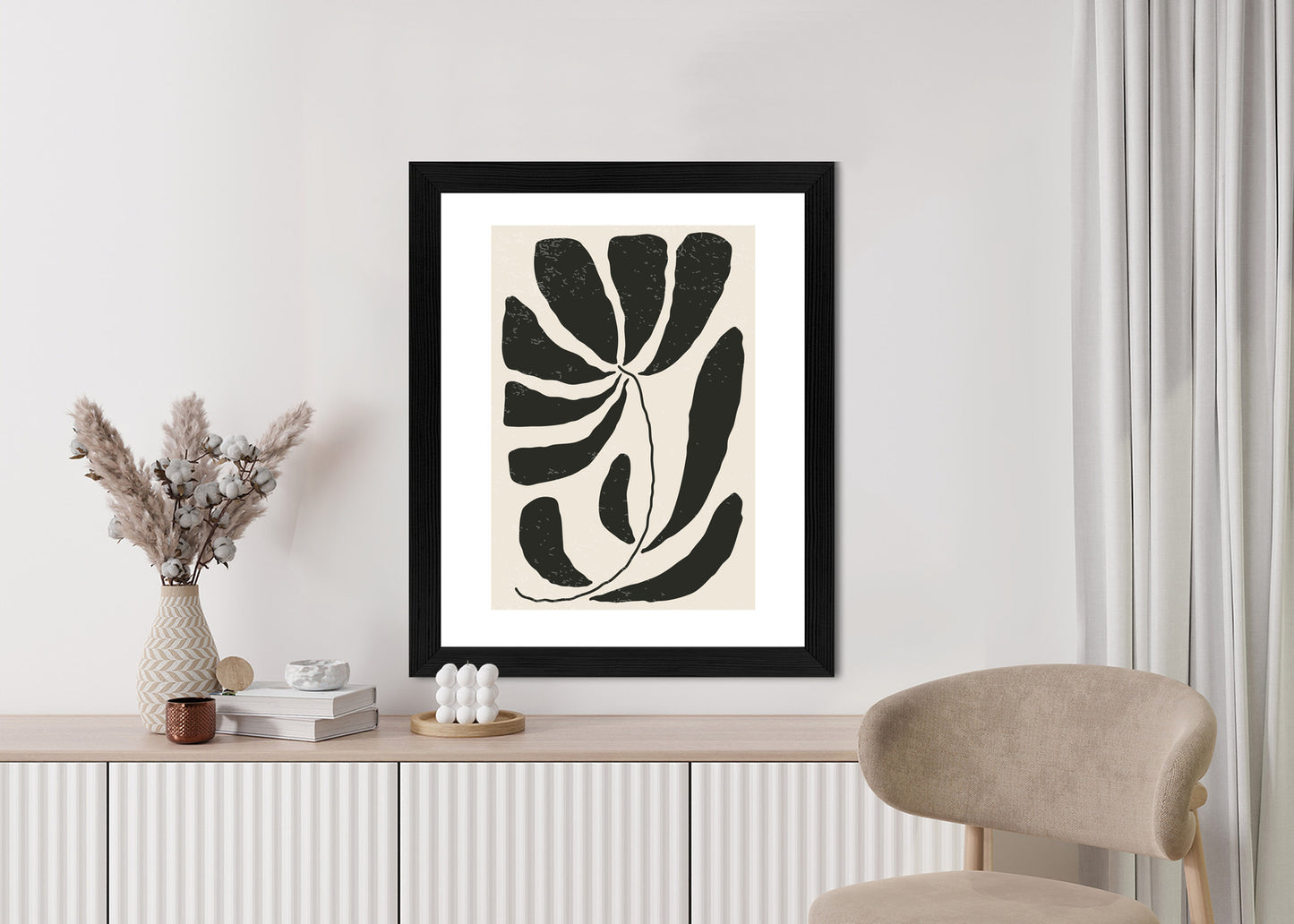 Poster Blume Mit Blättern Im Matisse-Stil