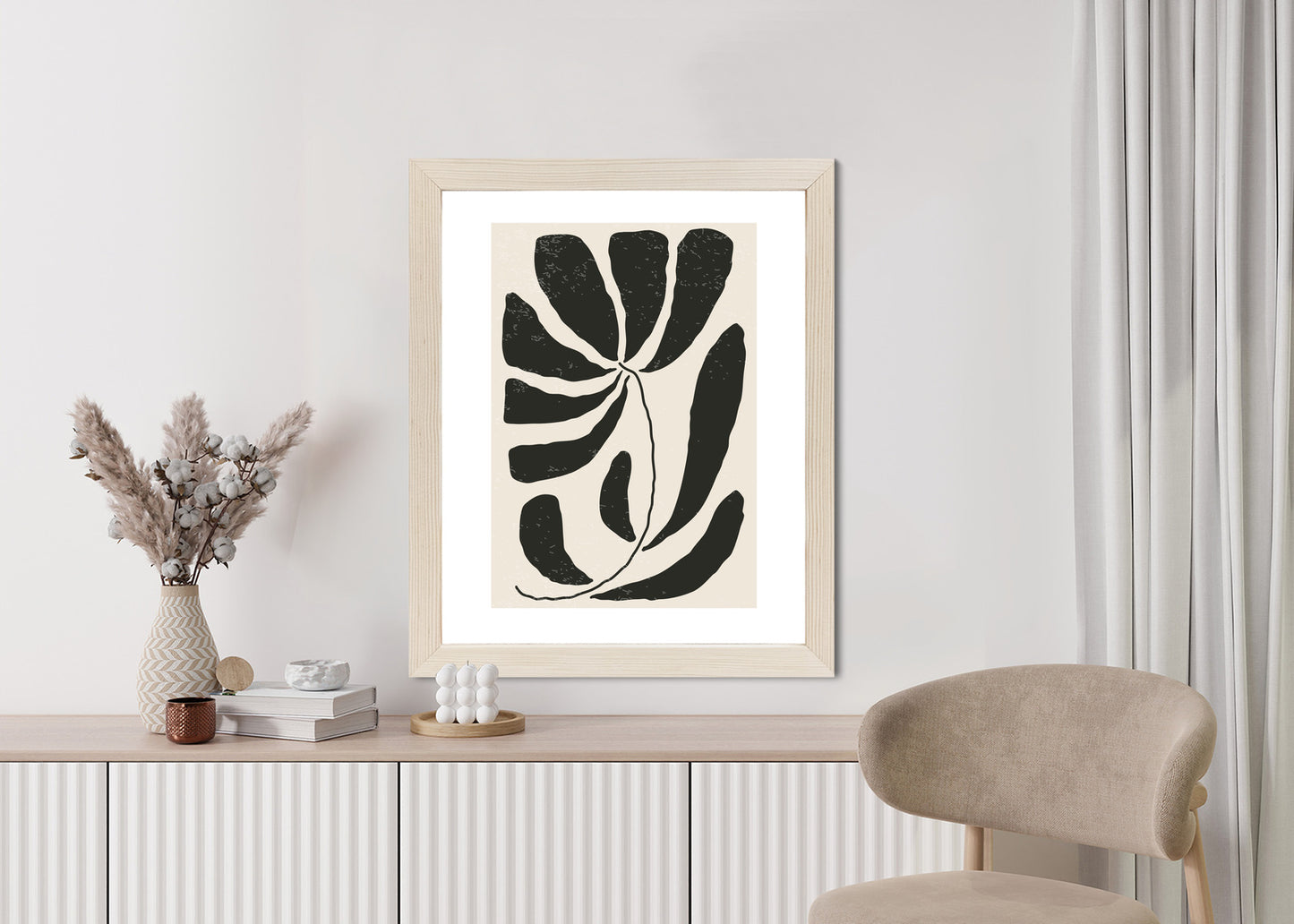 Poster Blume Mit Blättern Im Matisse-Stil
