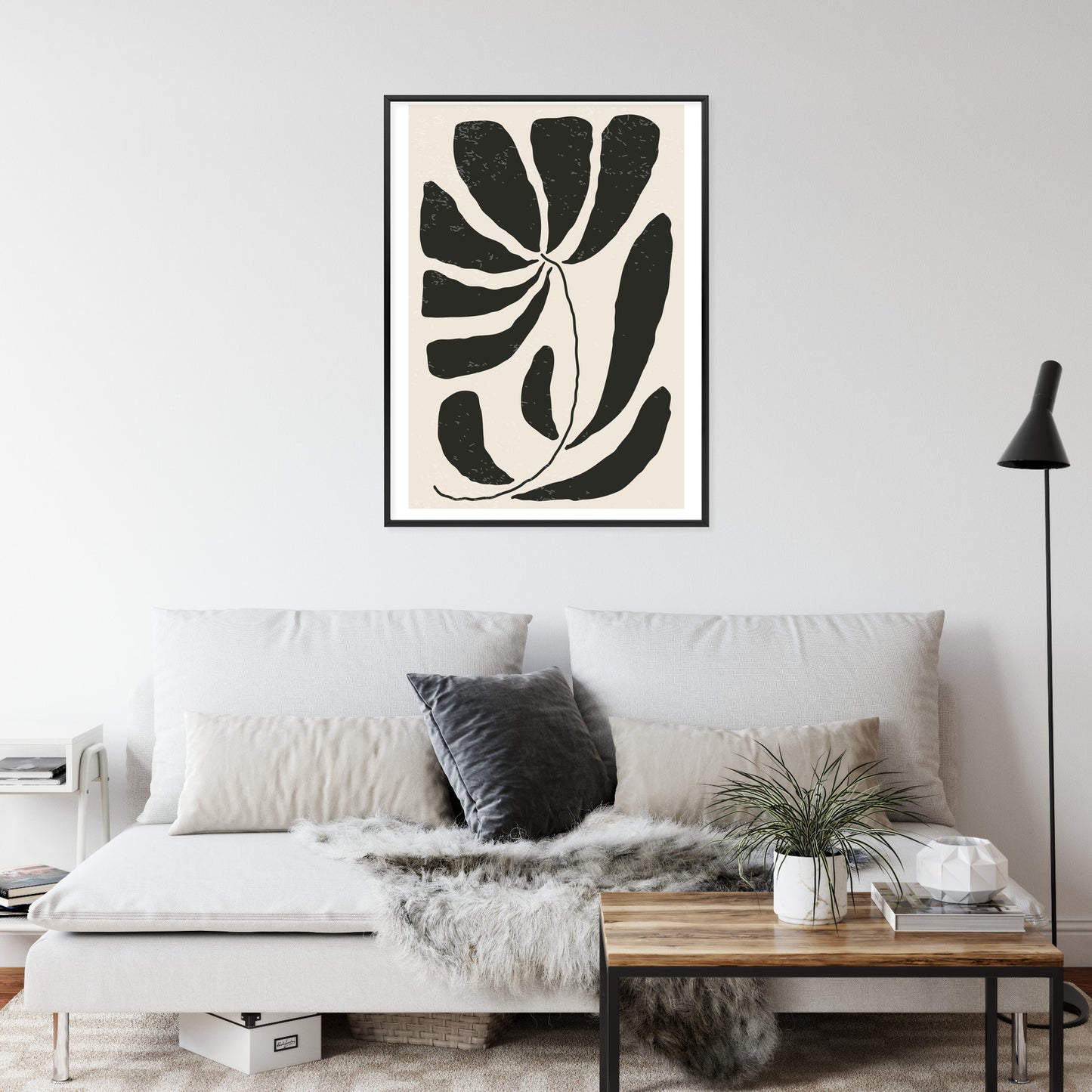 Poster Blume Mit Blättern Im Matisse-Stil