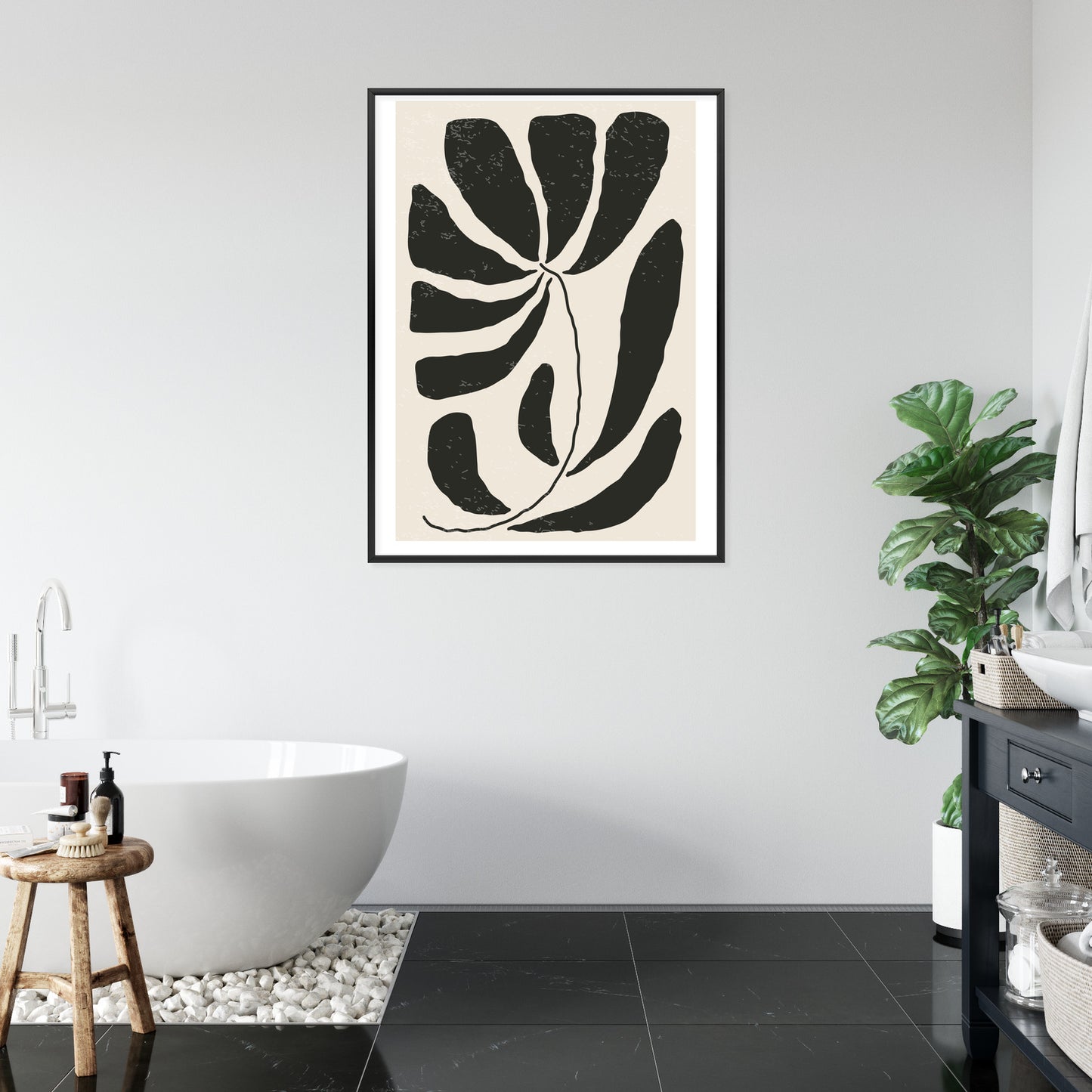 Poster Blume Mit Blättern Im Matisse-Stil