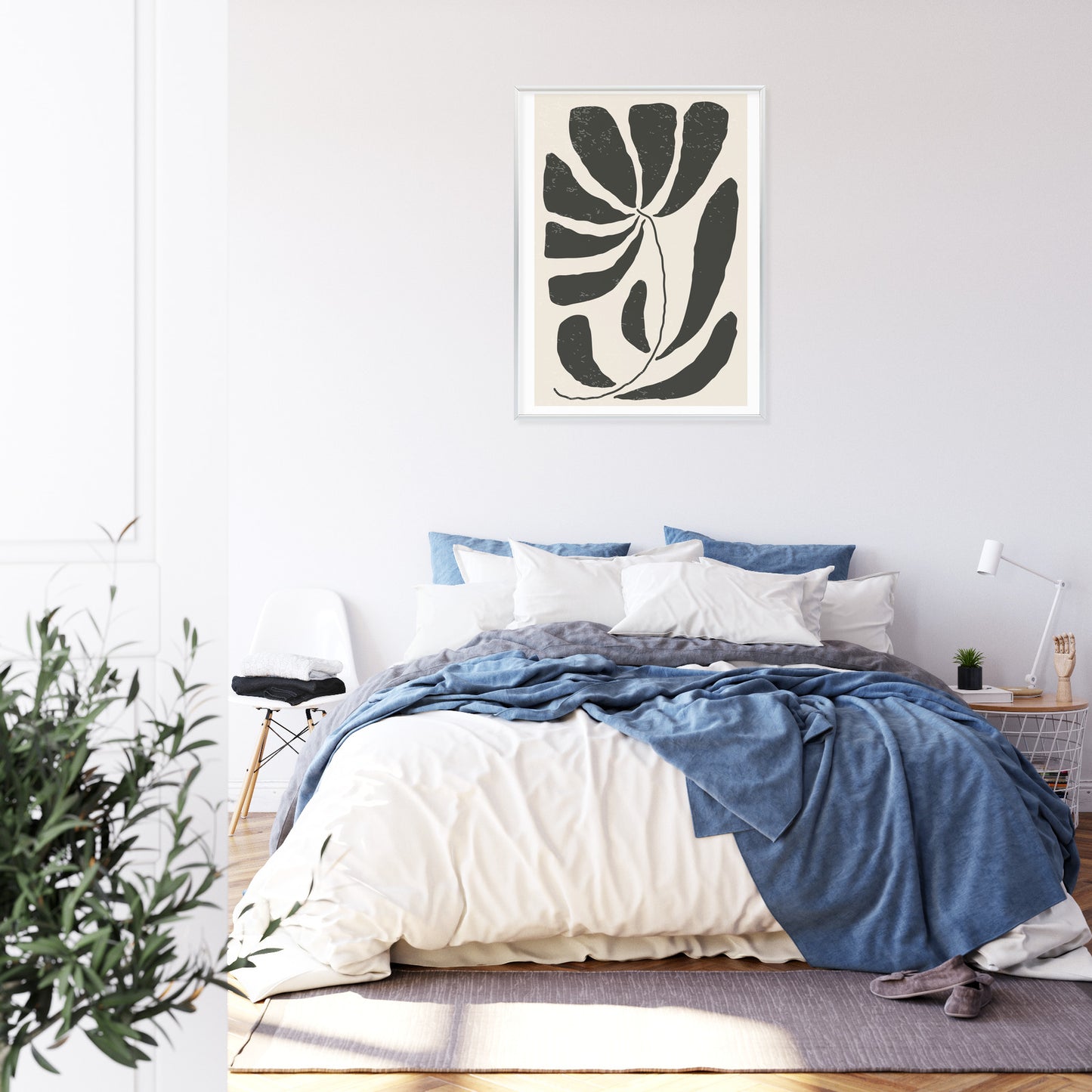 Poster Blume Mit Blättern Im Matisse-Stil