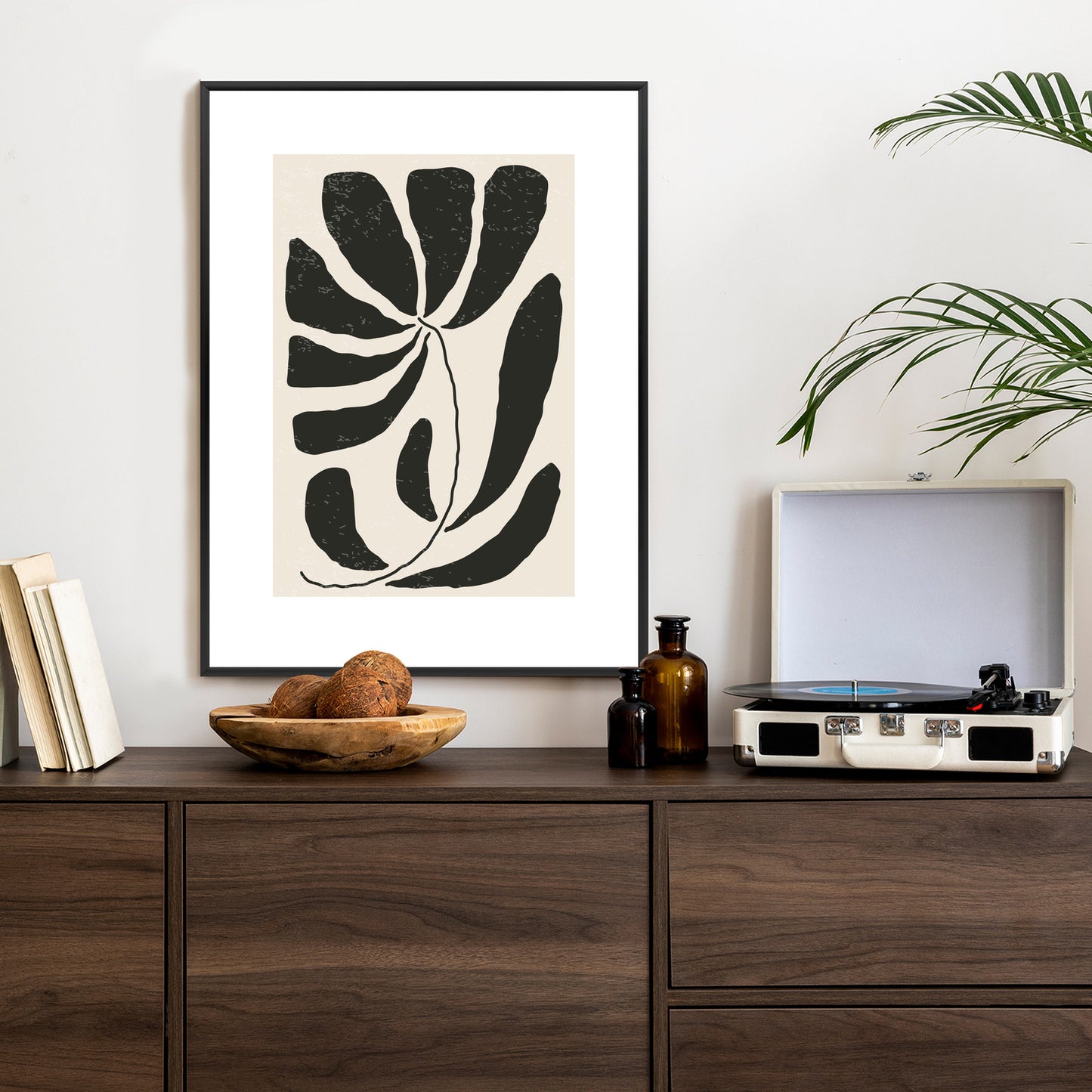Poster Blume Mit Blättern Im Matisse-Stil