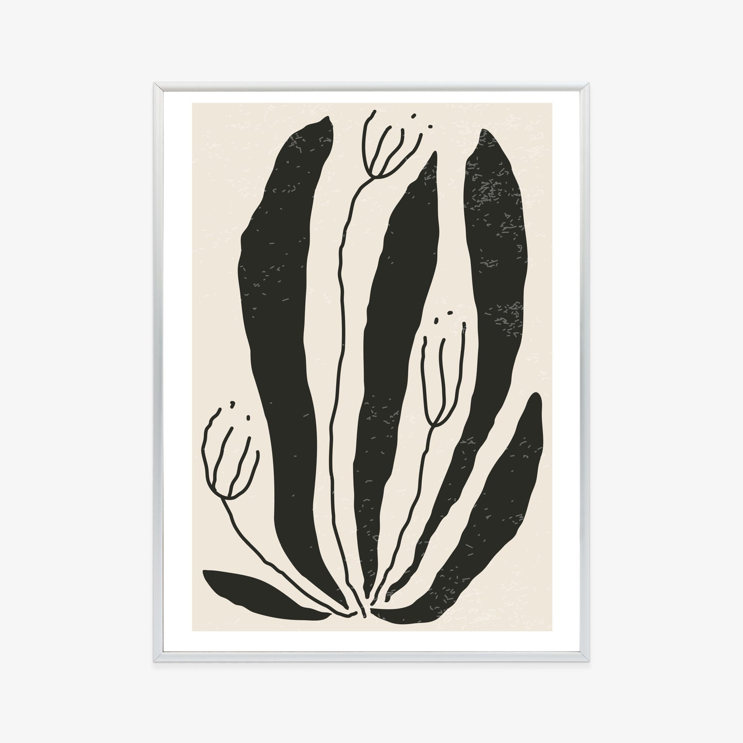 Poster Große Schwarze Blätter Und Blüten Im Matisse-Stil