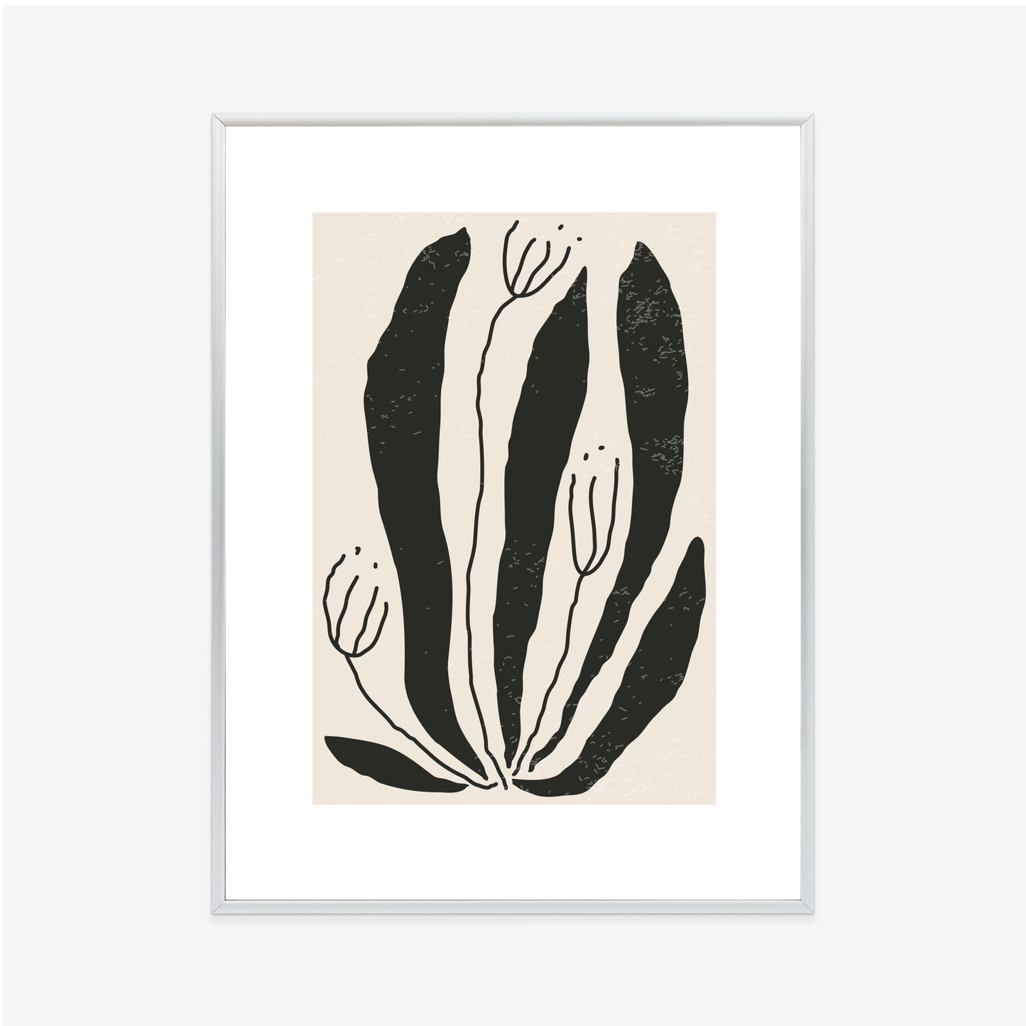 Poster Große Schwarze Blätter Und Blüten Im Matisse-Stil