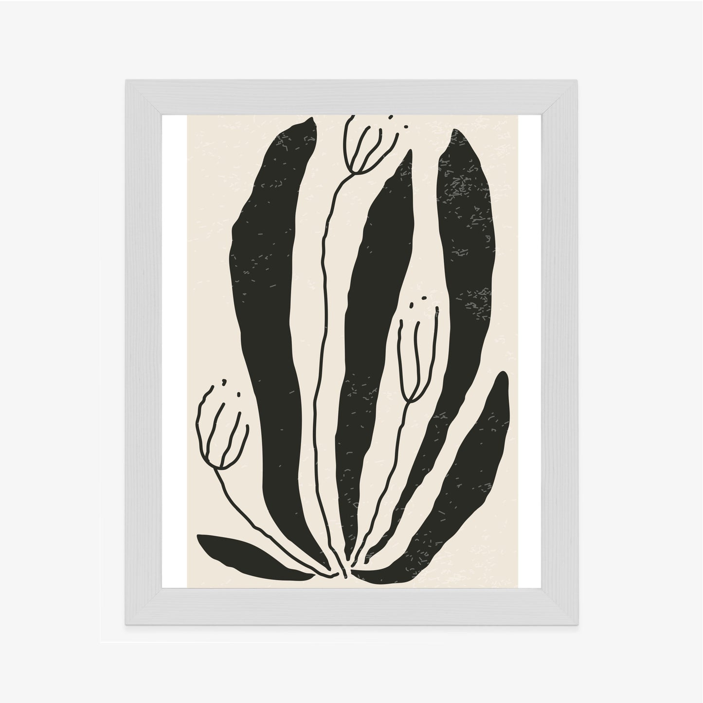 Poster Große Schwarze Blätter Und Blüten Im Matisse-Stil
