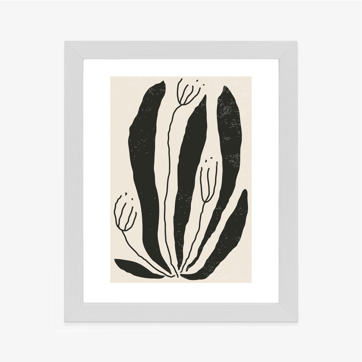 Poster Große Schwarze Blätter Und Blüten Im Matisse-Stil