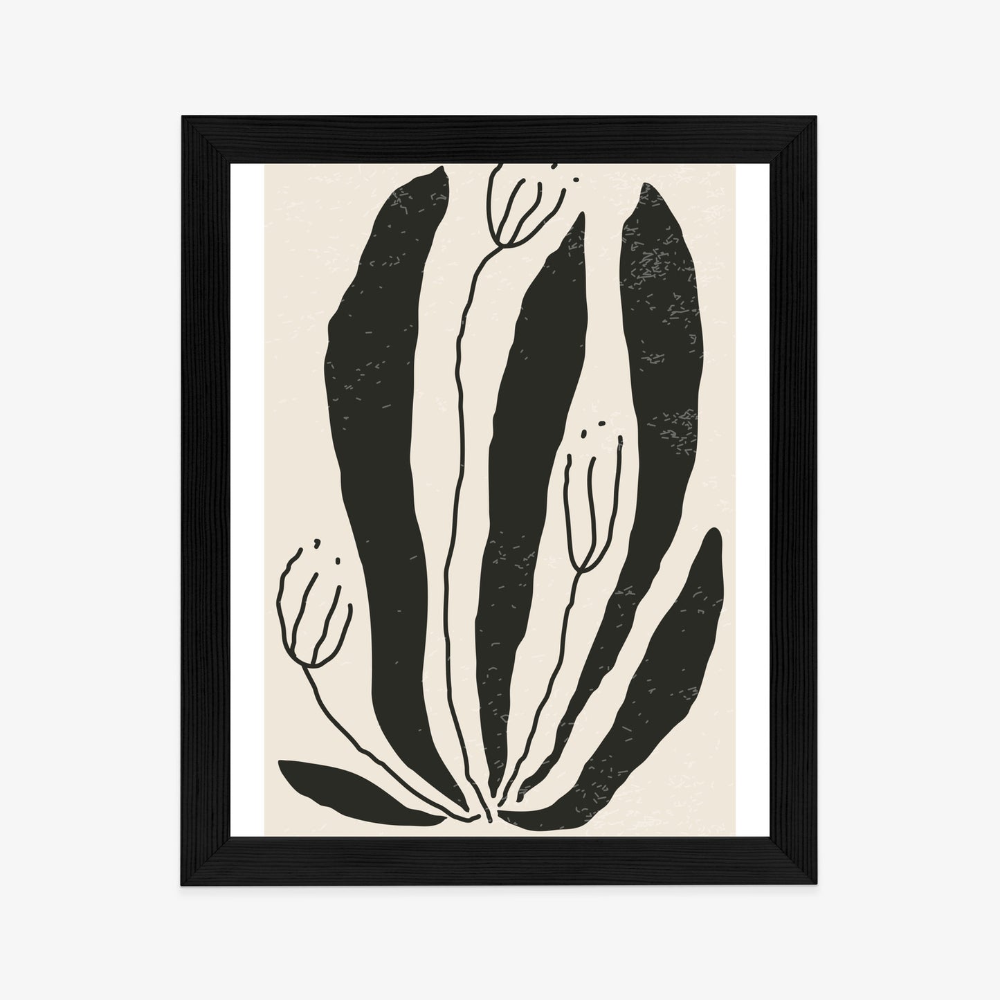 Poster Große Schwarze Blätter Und Blüten Im Matisse-Stil