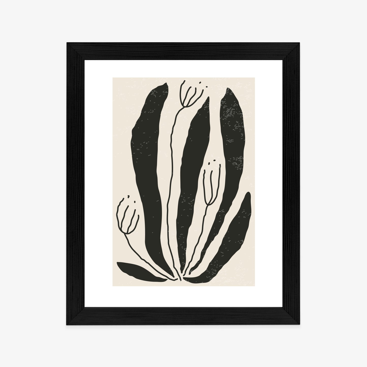 Poster Große Schwarze Blätter Und Blüten Im Matisse-Stil