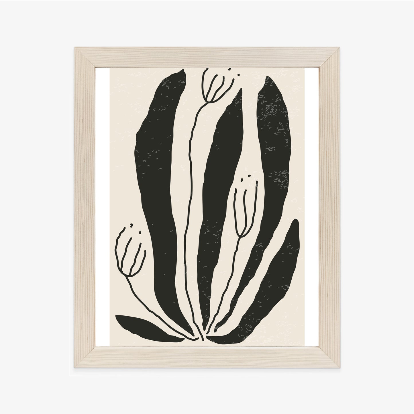 Poster Große Schwarze Blätter Und Blüten Im Matisse-Stil