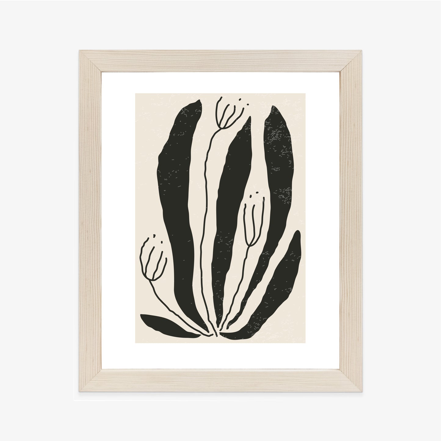 Poster Große Schwarze Blätter Und Blüten Im Matisse-Stil
