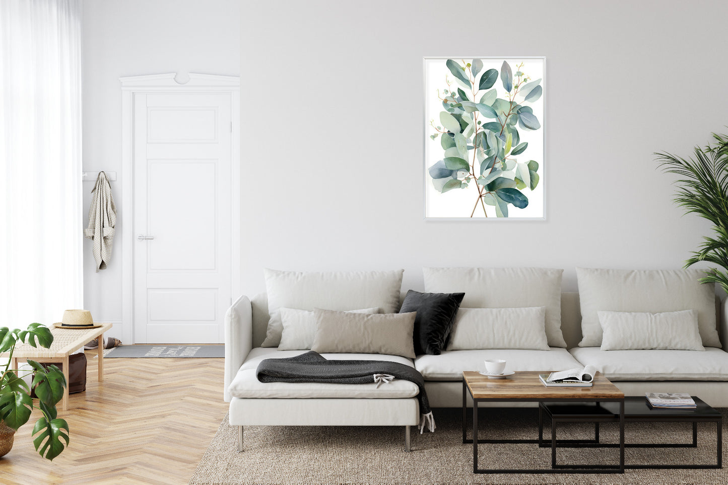 Poster Eukalyptuszweigstrauß Mit Aquarell Bemalt