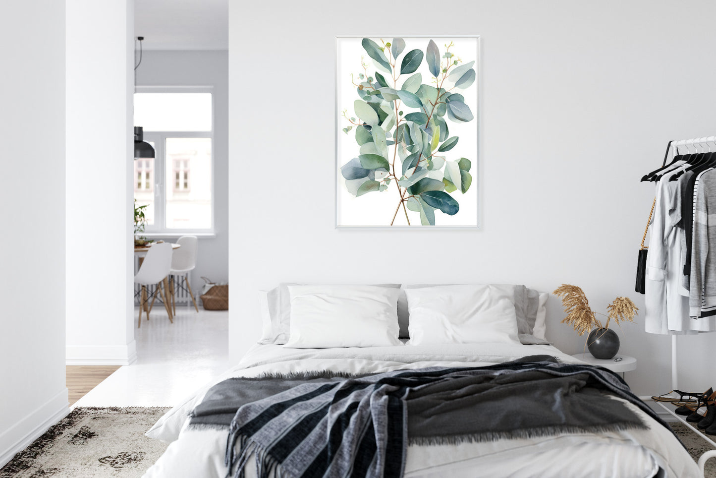 Poster Eukalyptuszweigstrauß Mit Aquarell Bemalt
