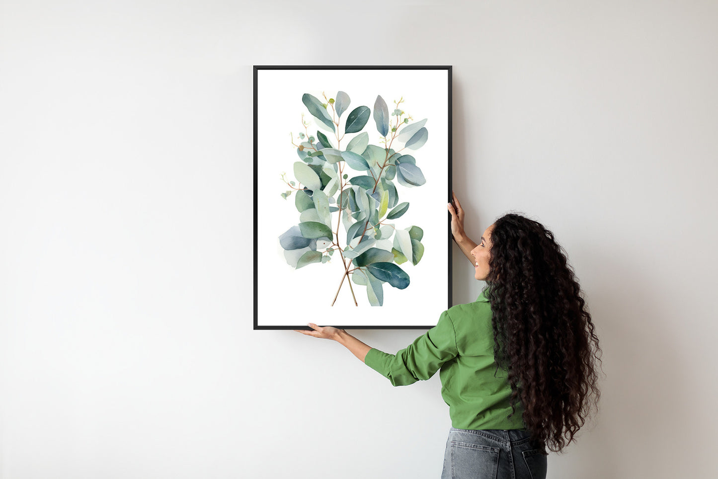 Poster Eukalyptuszweigstrauß Mit Aquarell Bemalt