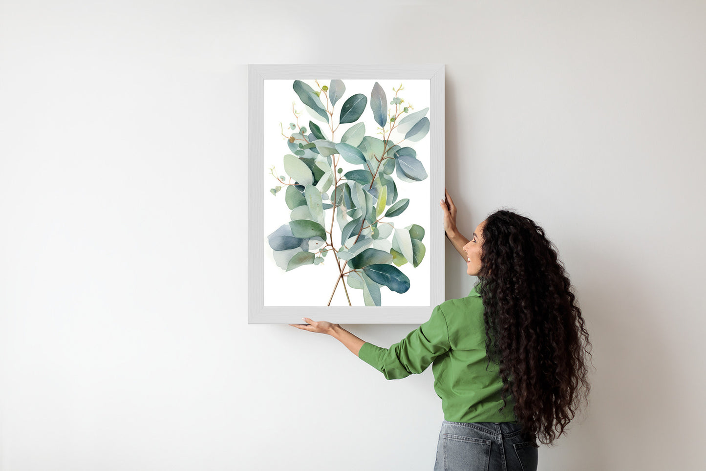 Poster Eukalyptuszweigstrauß Mit Aquarell Bemalt