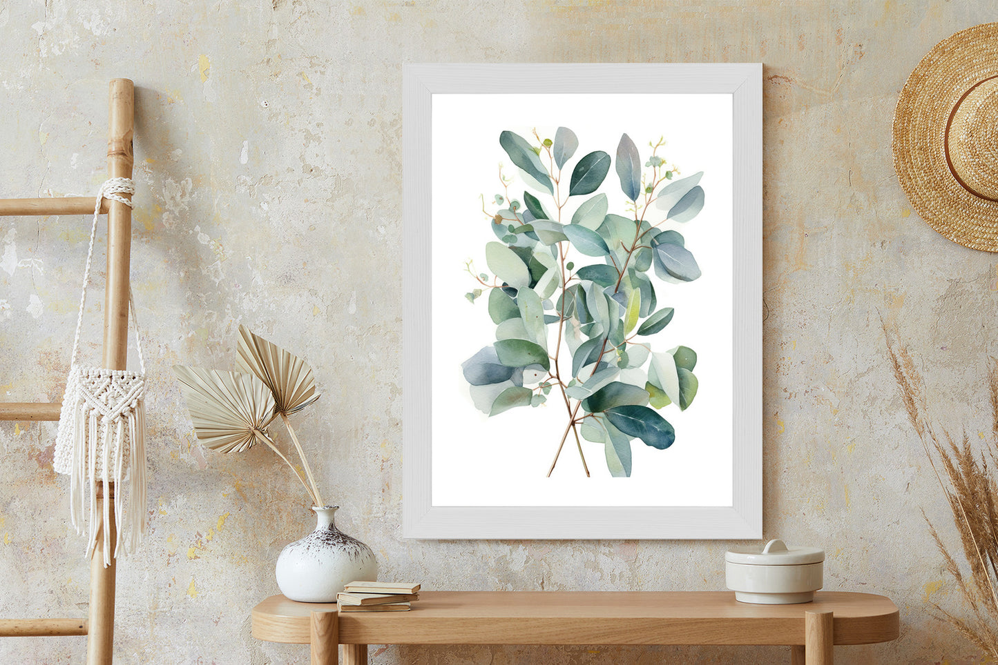 Poster Eukalyptuszweigstrauß Mit Aquarell Bemalt