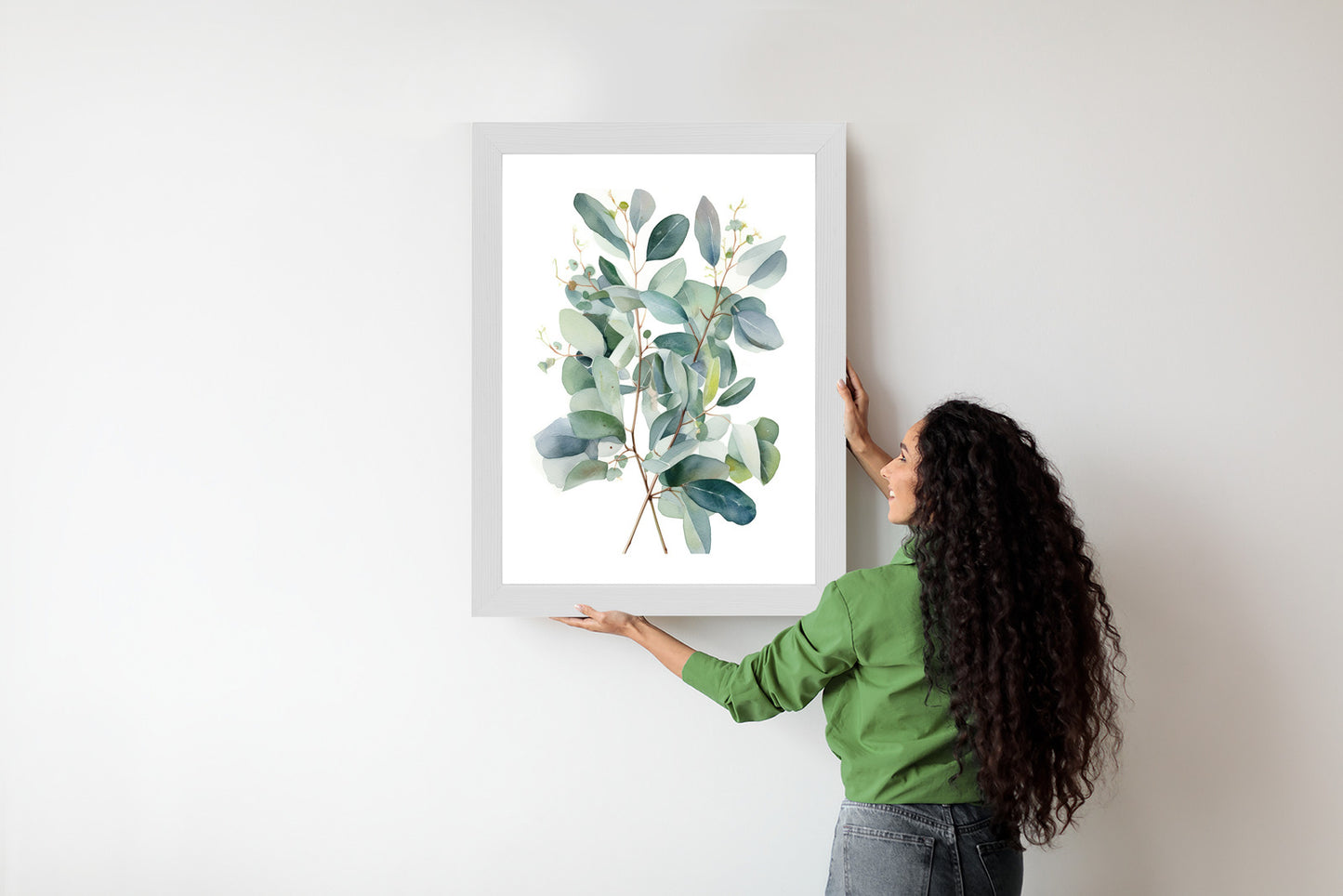 Poster Eukalyptuszweigstrauß Mit Aquarell Bemalt
