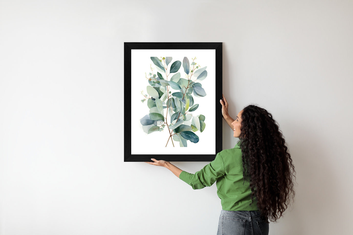 Poster Eukalyptuszweigstrauß Mit Aquarell Bemalt