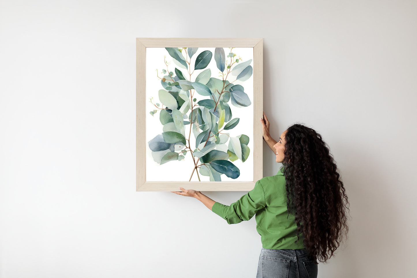 Poster Eukalyptuszweigstrauß Mit Aquarell Bemalt