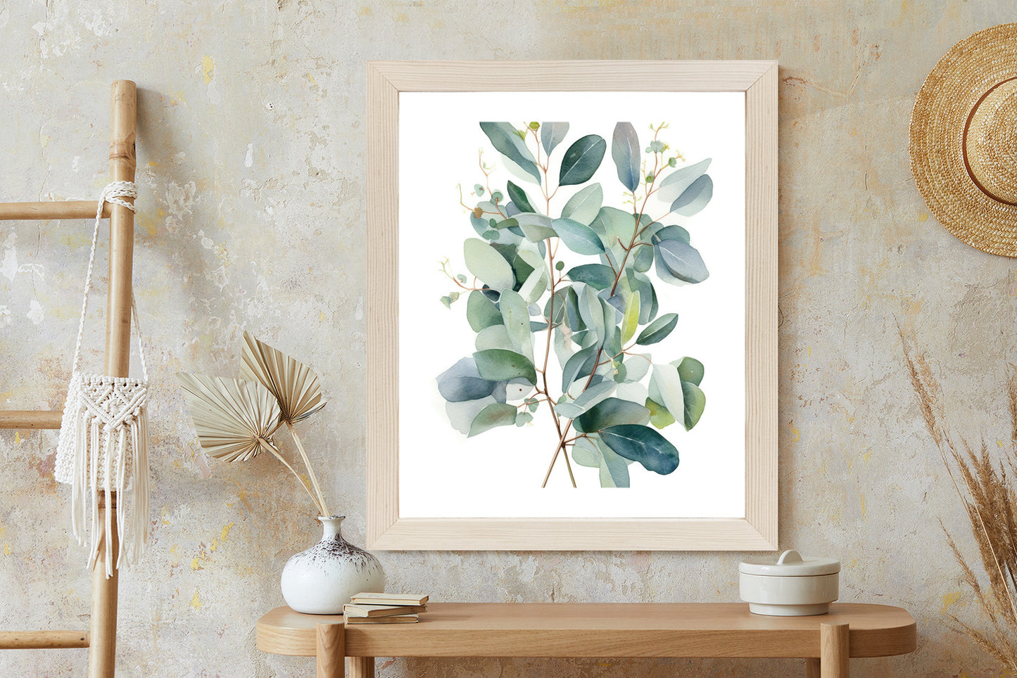 Poster Eukalyptuszweigstrauß Mit Aquarell Bemalt