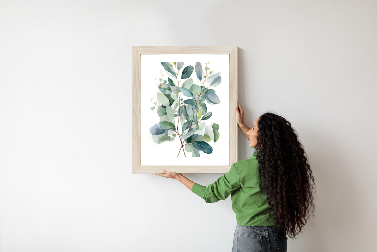 Poster Eukalyptuszweigstrauß Mit Aquarell Bemalt
