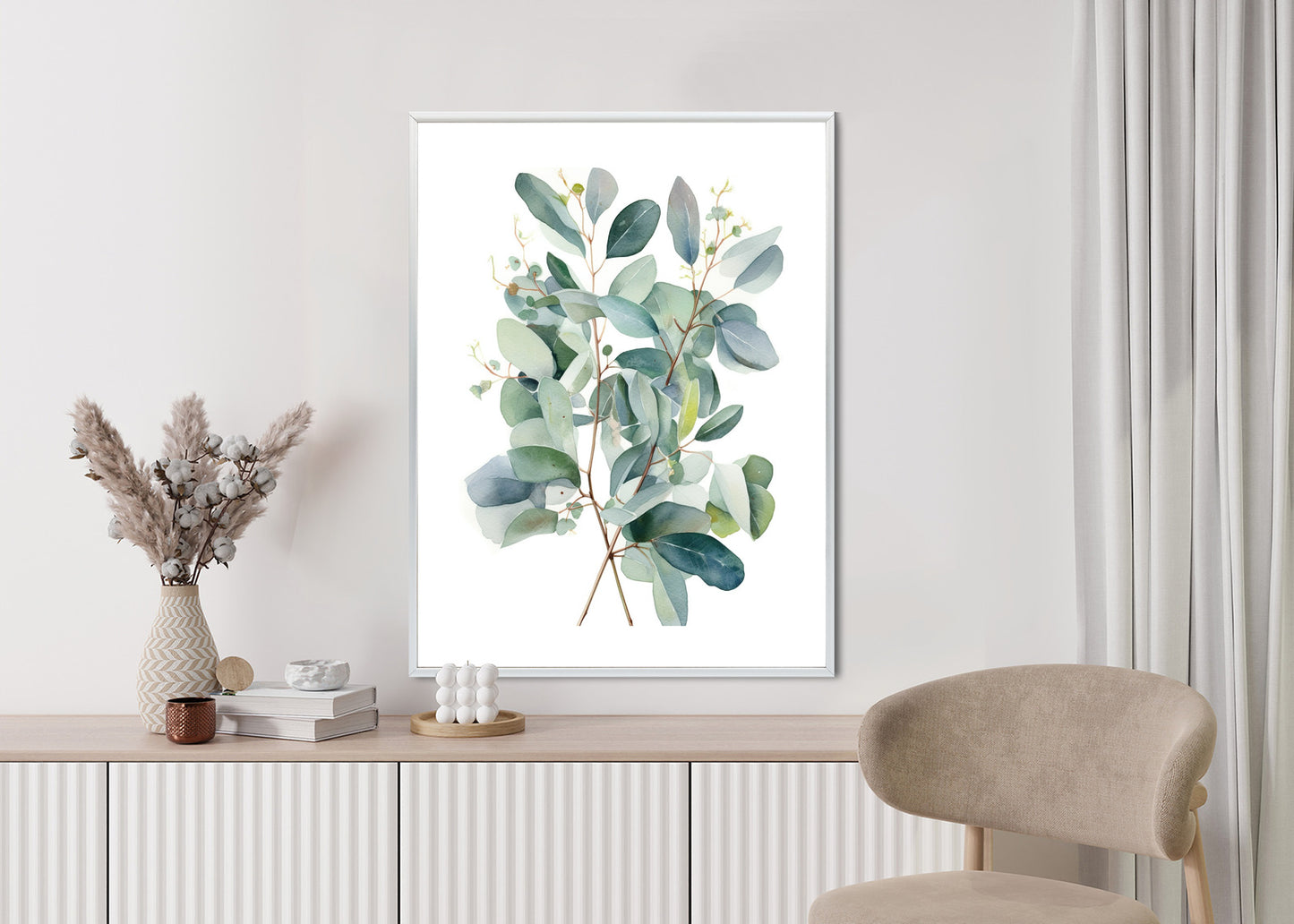 Poster Eukalyptuszweigstrauß Mit Aquarell Bemalt
