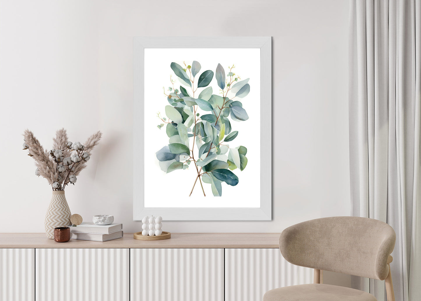 Poster Eukalyptuszweigstrauß Mit Aquarell Bemalt