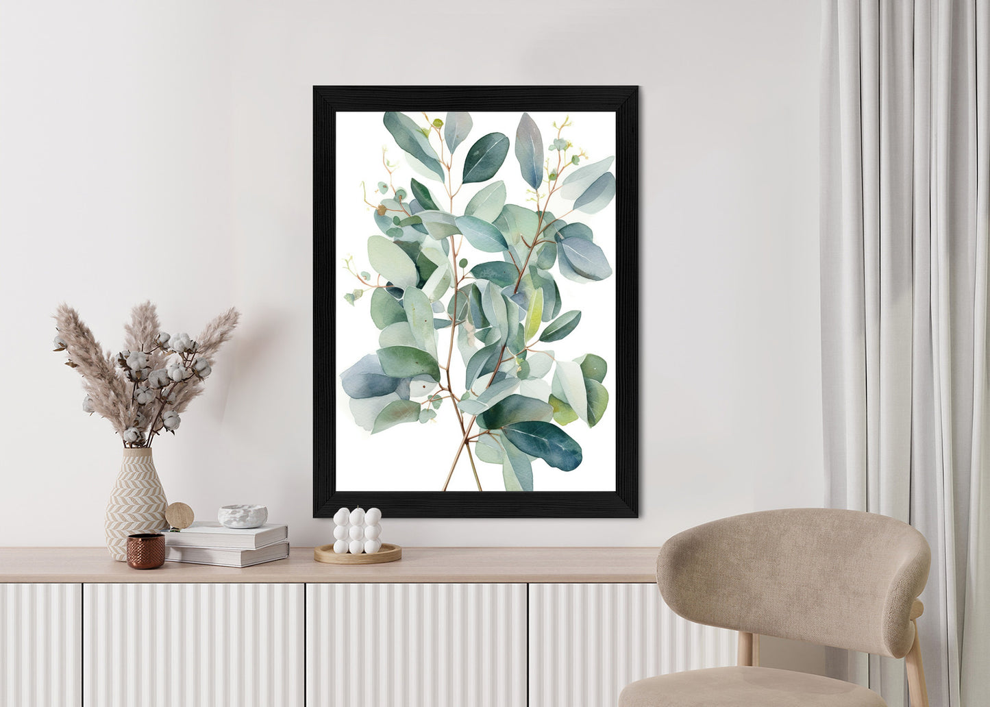 Poster Eukalyptuszweigstrauß Mit Aquarell Bemalt