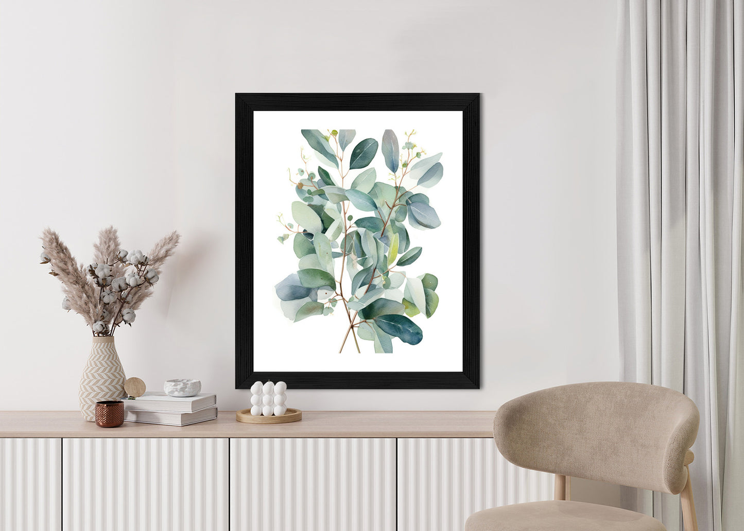 Poster Eukalyptuszweigstrauß Mit Aquarell Bemalt