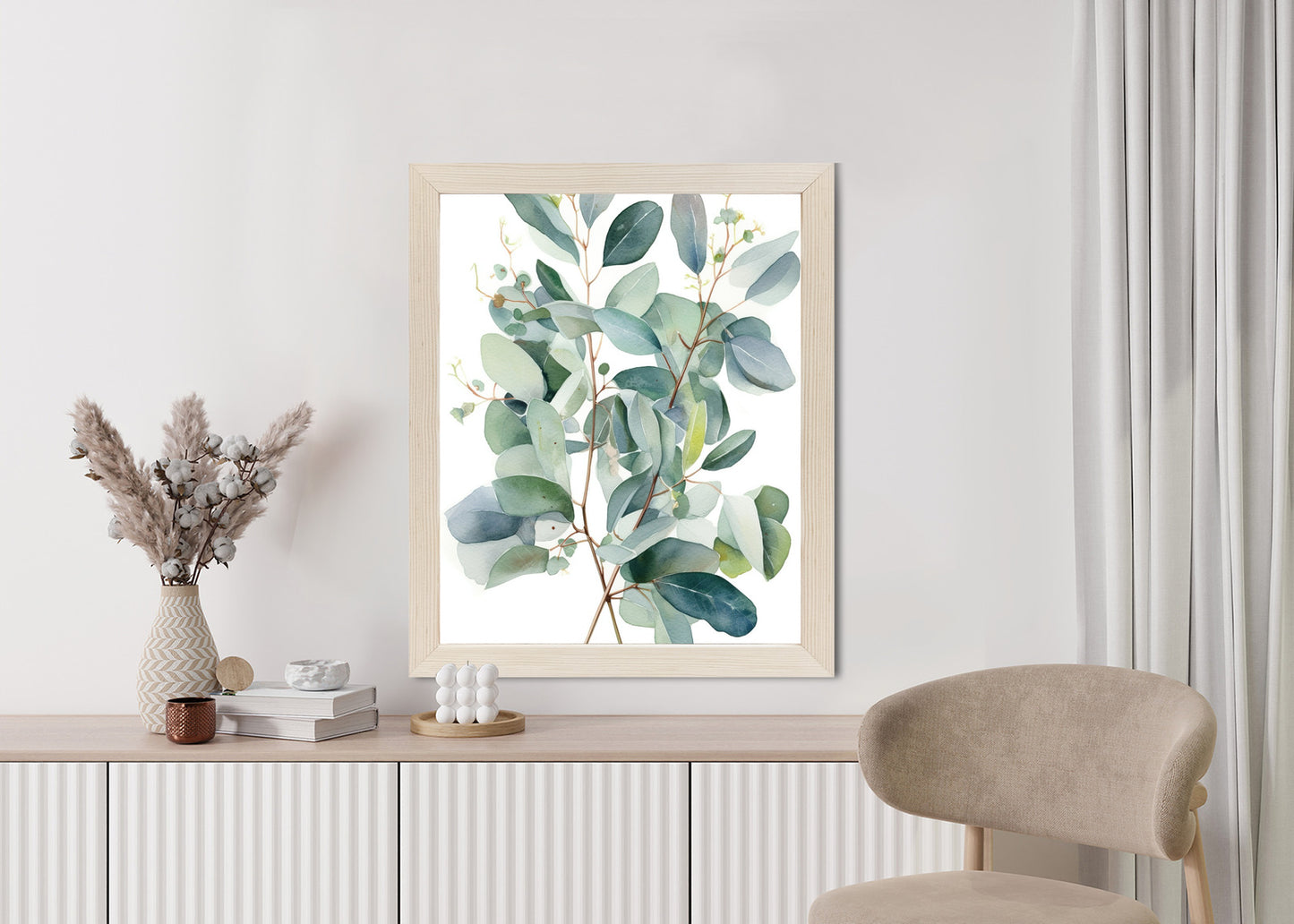Poster Eukalyptuszweigstrauß Mit Aquarell Bemalt