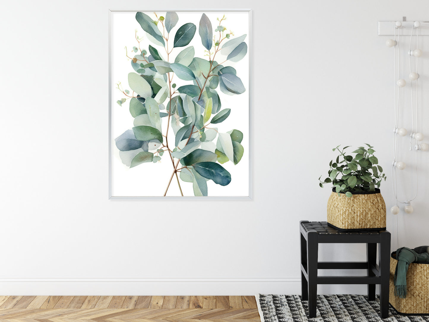 Poster Eukalyptuszweigstrauß Mit Aquarell Bemalt