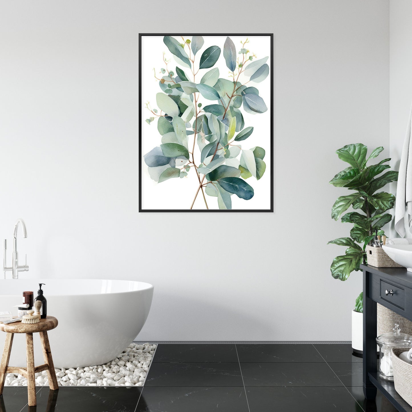 Poster Eukalyptuszweigstrauß Mit Aquarell Bemalt