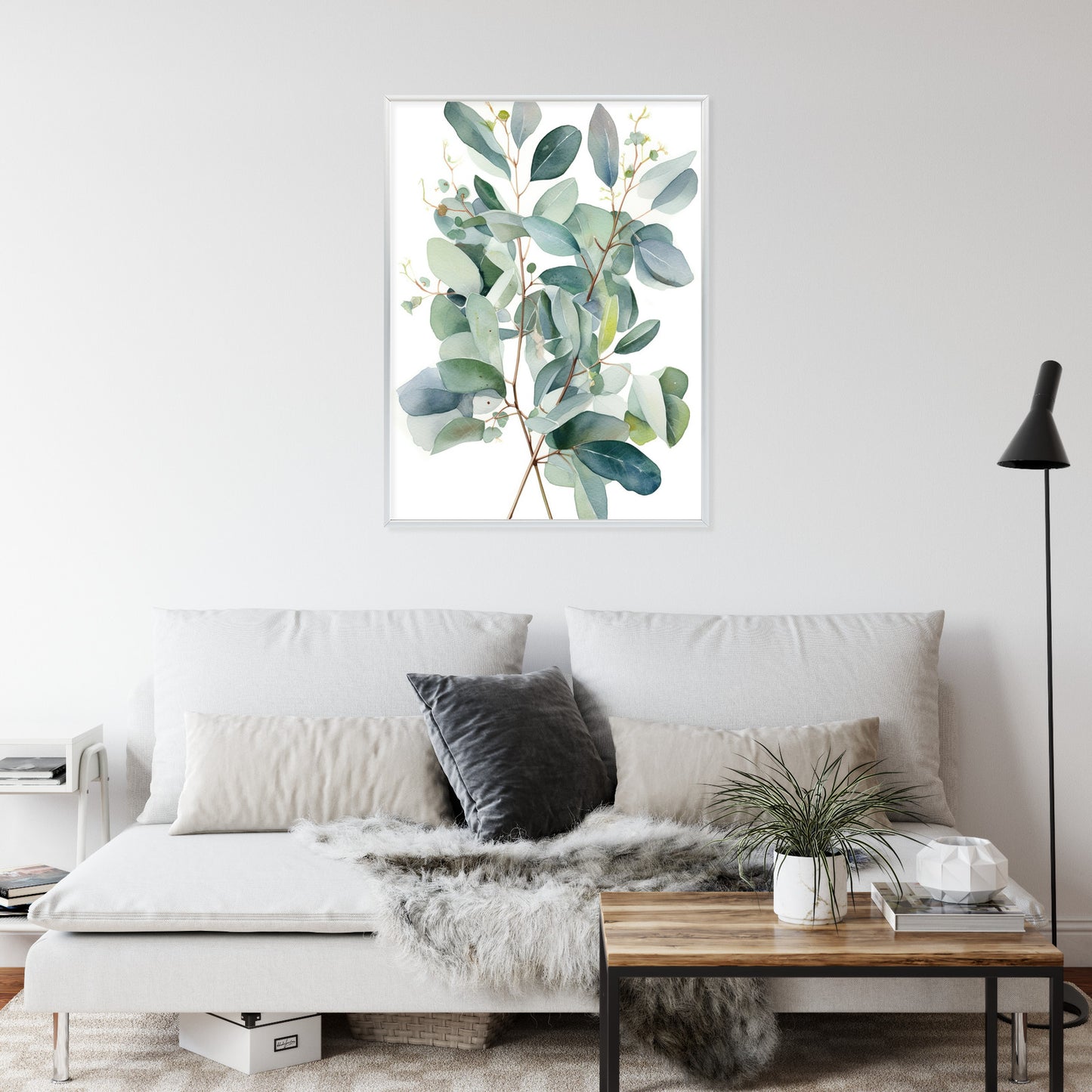 Poster Eukalyptuszweigstrauß Mit Aquarell Bemalt